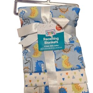 Blue Dinosaur Receiving Blankets